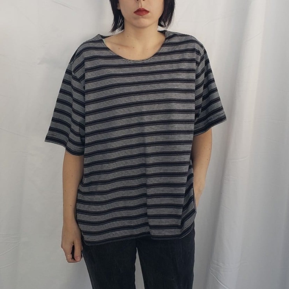 90s Black and White Striped Tee